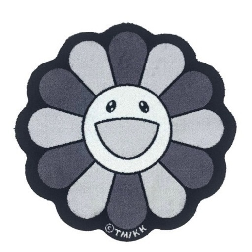 村上隆 Flower Floor Mat /Black × White フロアマット kaikaikiki お花 インテリア 白黒 ラグ 玄関マット