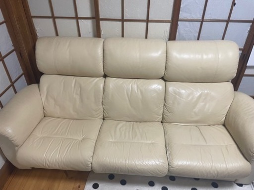 ソファー　合皮　3人掛け　リクライニング付き　7万円
