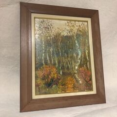 秋の森林の油絵