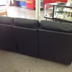 Enzo Dambrosio ブラック 革製 3人掛け リクライニングソファー【9650029】