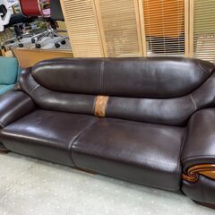 ★来店限定★　■ラウンジソファー　レザー調　4人掛け　非常に大きいです　※配達不可