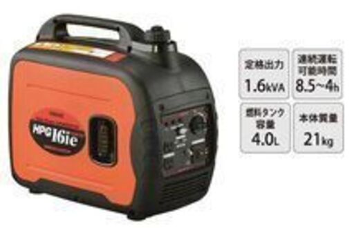 開封未使用品 ワキタ/MEIHO インバーター ガソリン発電機 HPG16ie 小型 