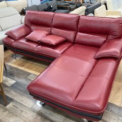 【本革】ニトリ ロゾ4 カウチソファ 3人掛け 左カウチ　ベージュ ニトリ 本革カウチソファ(ロゾ4)