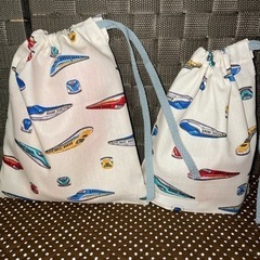 入園入学 男の子 コップ袋 給食袋 巾着 乗り物 新幹線