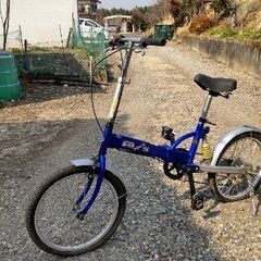 無料★折りたたみ自転車　青