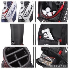 (5519) 直接お引き取り限定 新品タグ付きTITLEIST(タイトリスト) シンプルアスリート キャディバッグ 46インチ対応 メンズ CB791 トリコロール 9 クラブの長さ対応:46インチ 軽量 ゴルフバック メンズ 