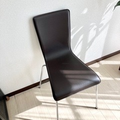 椅子　シンプル　レザー調　ブラウン  オフィス家具
