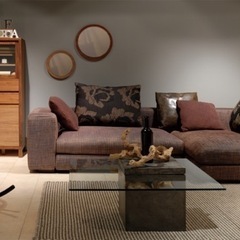 moda en casa ガラステーブル コンクリート ガラスローテーブル