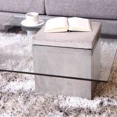 moda en casa ガラステーブル コンクリート ガラスローテーブル