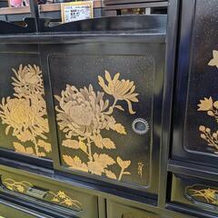 ★輪島塗 北嶺作 茶箪笥 茶棚 飾り棚 時代家具 菊蒔絵