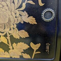 ★輪島塗 北嶺作 茶箪笥 茶棚 飾り棚 時代家具 菊蒔絵
