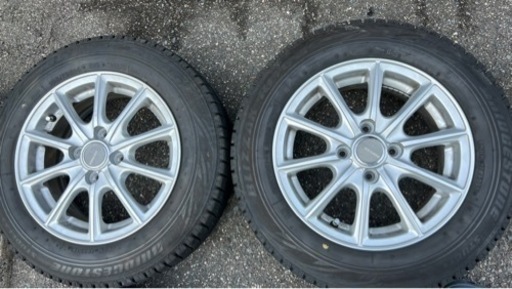 くすみ水色 エコフォルム14 4/100+スタッドレス 165/70R14