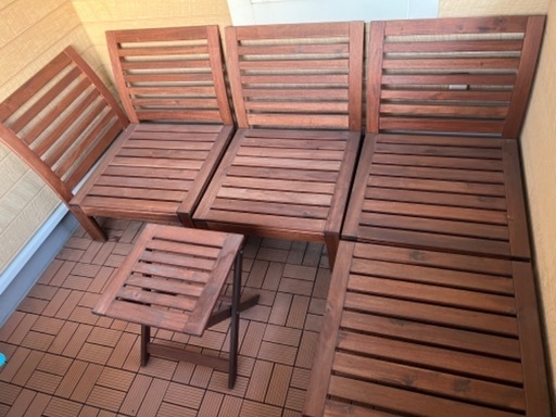 アカシア材　木製　屋外用　ソファ　チェア　IKEA