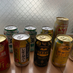 お酒　ビール3缶、トリスハイボール1缶、酎ハイ5缶合計9缶