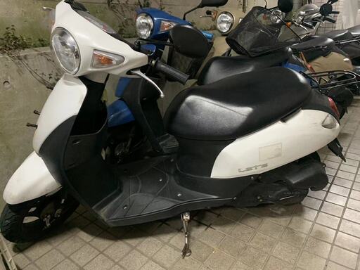 東京豊島区大塚のバイクや スズキ レッツ CA4AA 白色現役バイク自賠責付き試乗も可能,乗って帰れます！