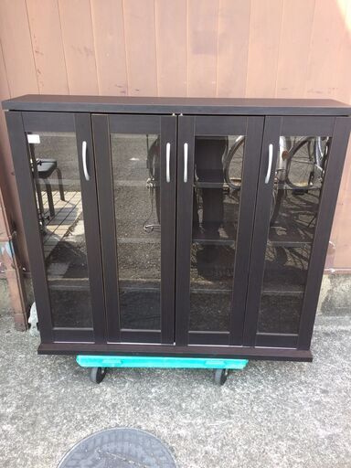 ※販売済【067】収納ラック 両開き ブラウン
