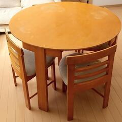 【無料】円卓テーブル 105cm 椅子4脚セット