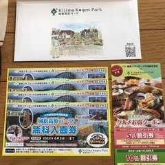 城島高原パーク　無料入園券　4枚　6月5日まで