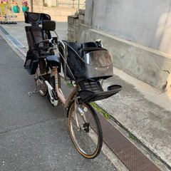 【中古】子ども乗せ　電動アシスト付き自転車　3人乗り【防犯登録抹消済】