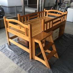 ニッセン 木製ロフトベッド（階段&滑り台付き）