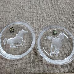 HOYAクリスタル　馬の飾り皿　二枚