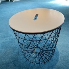 【IKEA】サイドテーブル（見せる収納、カゴ、くすみブルー）