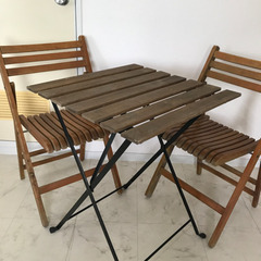 折り畳み椅子2脚　IKEA屋外用テーブル　セット