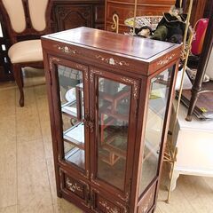 アンティーク家具 花梨 象嵌細工 (ぞうがん) 照明付き コレクション 