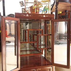 アンティーク家具 花梨 象嵌細工 (ぞうがん) 照明付き コレクション 