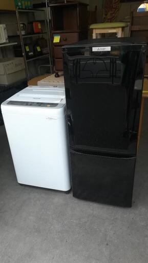 セット242⭐配送と設置は無料サービス⭐三菱冷蔵庫146L＋パナソニック洗濯機5kg