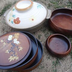 昭和の土鍋、木製ボールなど
