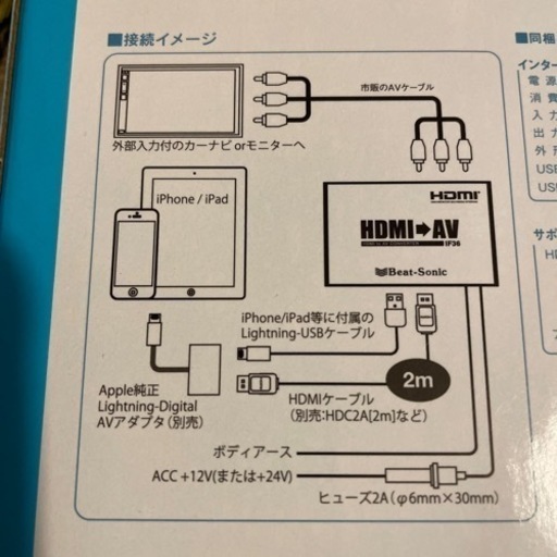 ビートソニックIF36スマホの画像ミラーリングHDMー AV値下げしま