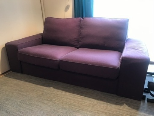 IKEA二人かけソファ紫パープル