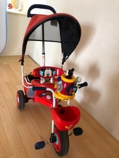 ミッキーマウス　押し棒付き三輪車
