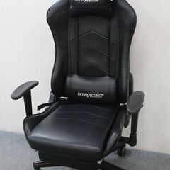 GTレーシング ゲーミングチェア ブラック PUレザー ハイバック 肘掛 