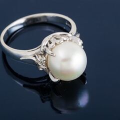 Pt900 アコヤ真珠・ダイヤモンド リング 品番r21-419