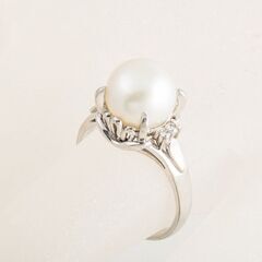 Pt900 アコヤ真珠・ダイヤモンド リング 品番r21-140