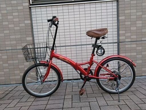折り畳み式 自転車 20インチ ワインレッド