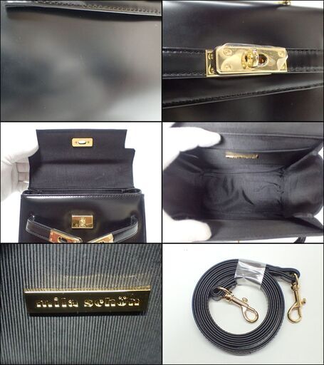 AA750 ミラショーン ケリー型 2WAY ハンドバッグ レザー フォーマル