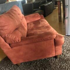 自社配送有 マルキタ家具購入 2.5人掛け ソファー スエードタッチ 布製 オレンジ系