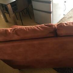 自社配送有 マルキタ家具購入 2.5人掛け ソファー スエードタッチ 布製 オレンジ系