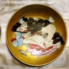 【売約済み】九谷焼　昭和　春画　盃　小皿　飾り　浮世絵　レトロ