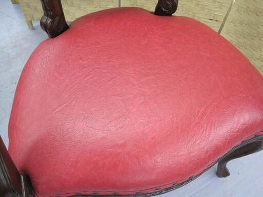 大幅値下げ！ ロココ調 アームチェア 椅子 赤 レッド系 幅61cm 猫脚 イス 店頭渡し歓迎 札幌市手稲区