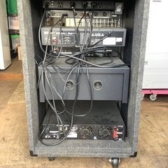 【引き取り限定難あり】 カラオケ他音響設備用アンプ・CDプレーヤー他搭載ラック 中古品 