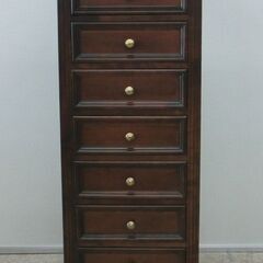 7段チェスト 木製 スリムチェスト レトロ風 アンティーク風 引き出し ブラウン クラシック風 札幌 西野店
