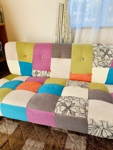 パッチワークのおしゃれソファ7 14または7 15引き渡し Wilko 川越のソファ 2人掛けソファ の中古あげます 譲ります ジモティーで不用品の処分