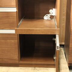 食器棚 幅100 日本製 Woody ウッディ100R キッチン収納 キッチンボード ダイニングボード ハイグロスシート   中古 店頭引取歓迎 R5506)