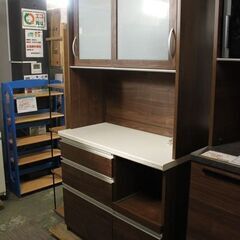 食器棚 幅100 日本製 Woody ウッディ100R キッチン収納 キッチンボード ダイニングボード ハイグロスシート   中古 店頭引取歓迎 R5506)