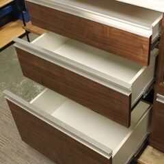 食器棚 幅100 日本製 Woody ウッディ100R キッチン収納 キッチンボード ダイニングボード ハイグロスシート   中古 店頭引取歓迎 R5506)