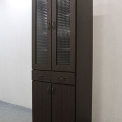 中村敬木工 カップボード 幅60 アクア 食器棚 キッチンボード 中古家具 